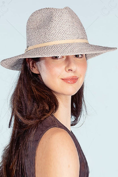 Hana - C.C Suede Band Trim Panama Sun Hat
