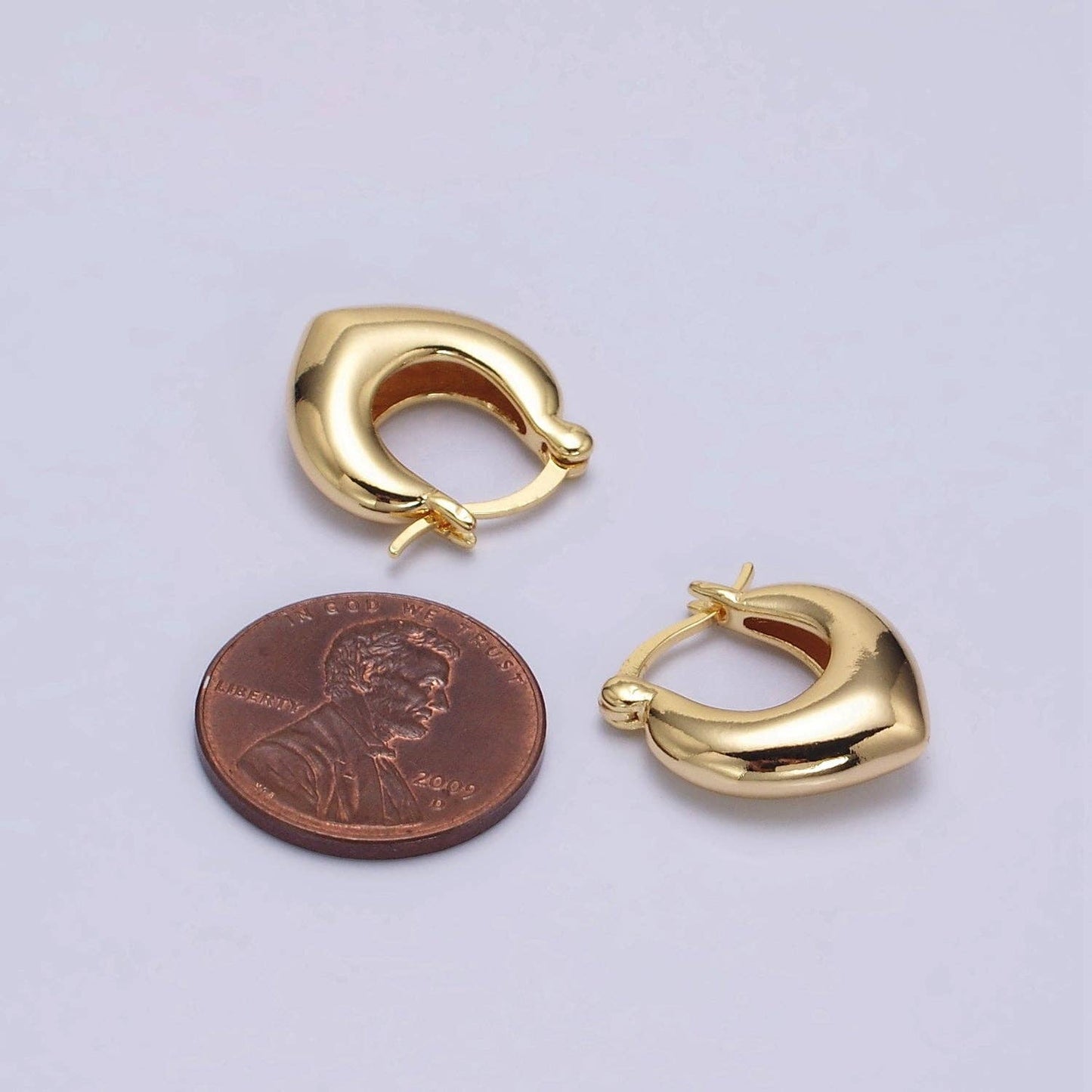 Aim Eternal - 16K Gold Filled V-Shaped Dome French Lock Hoop Earrings