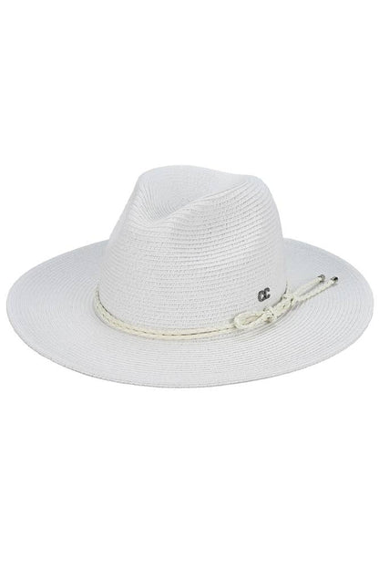 Hana - C.C Leather String Rope Band Paper Panama Hat