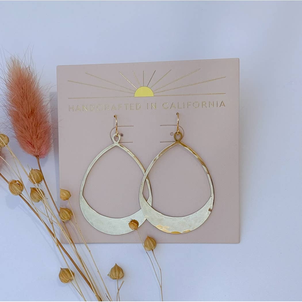 Mind's Eye Design - Hammered Brass Teardrop Earrings