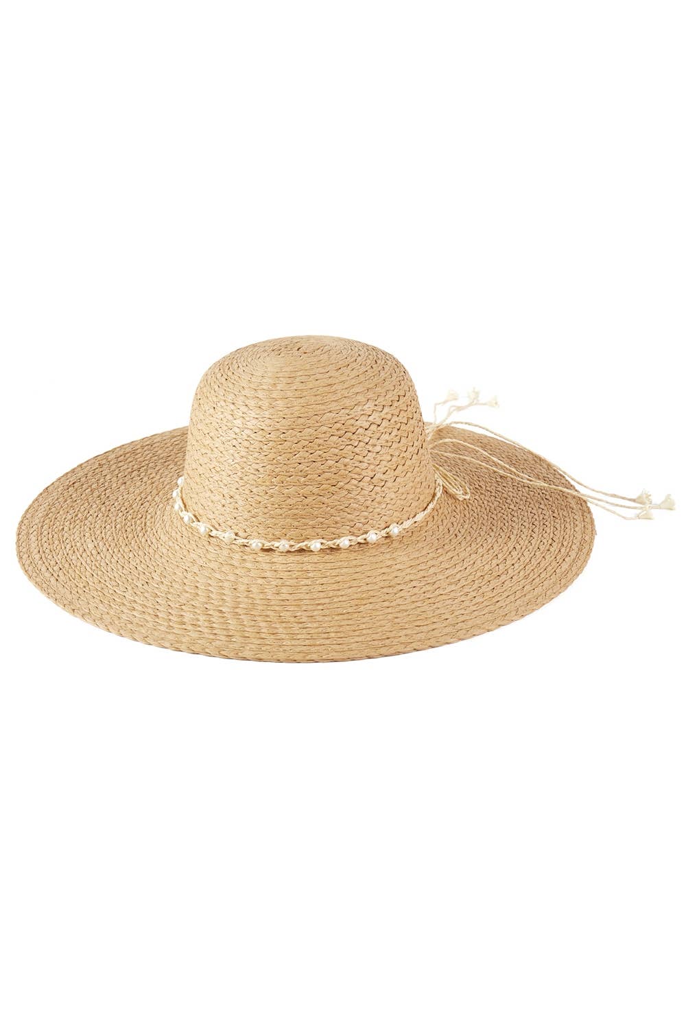 Collections by Fame Accessories - Braided Pearl Band Floppy Sun Hat