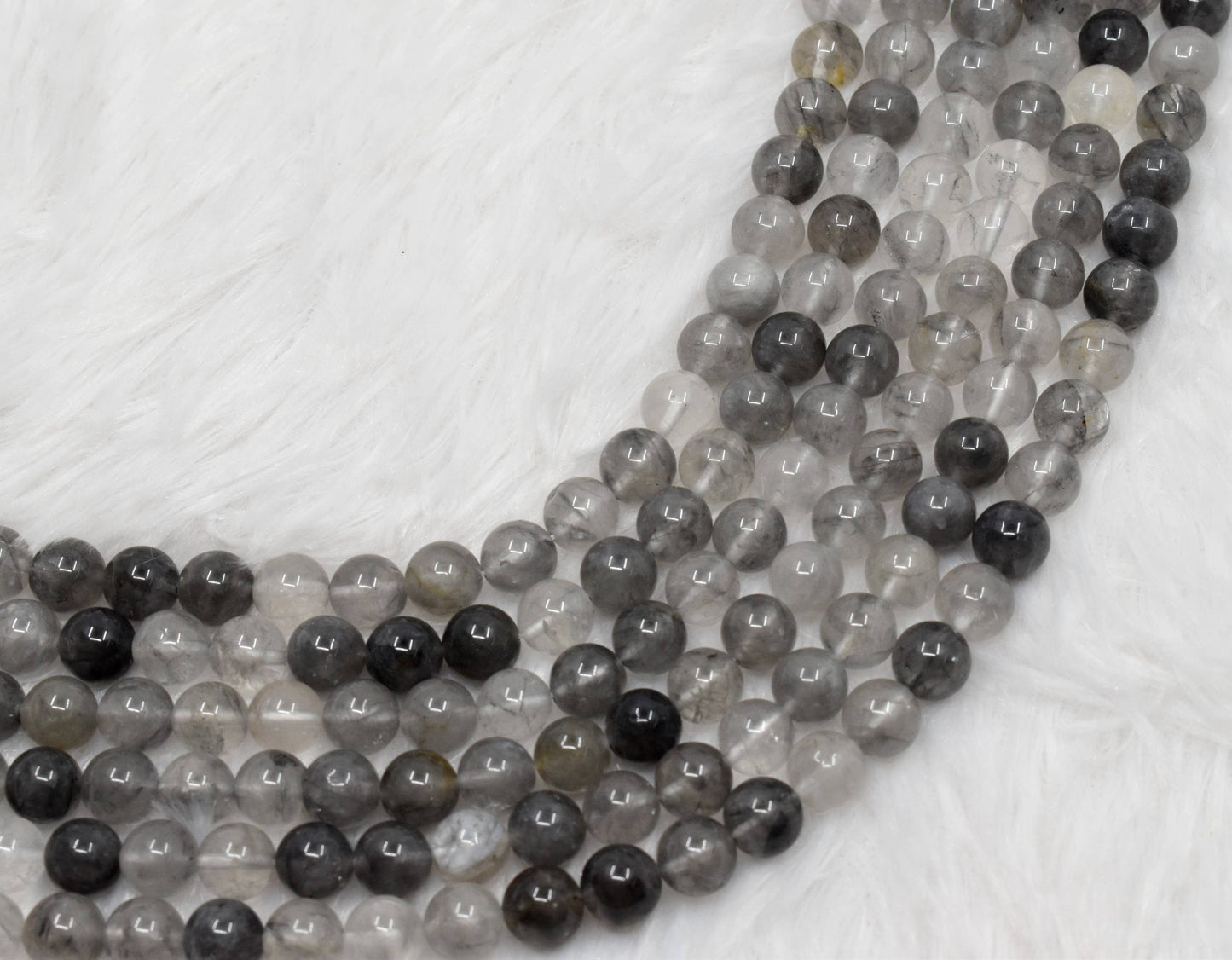 Soothing Crystals - Cloudy Quartz Round Beads, 6mm, 8mm, 10mm Mala Crystal Beads