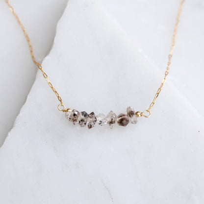 Mesa Blue - Herkimer Diamond Chip Necklace - Gold Filled