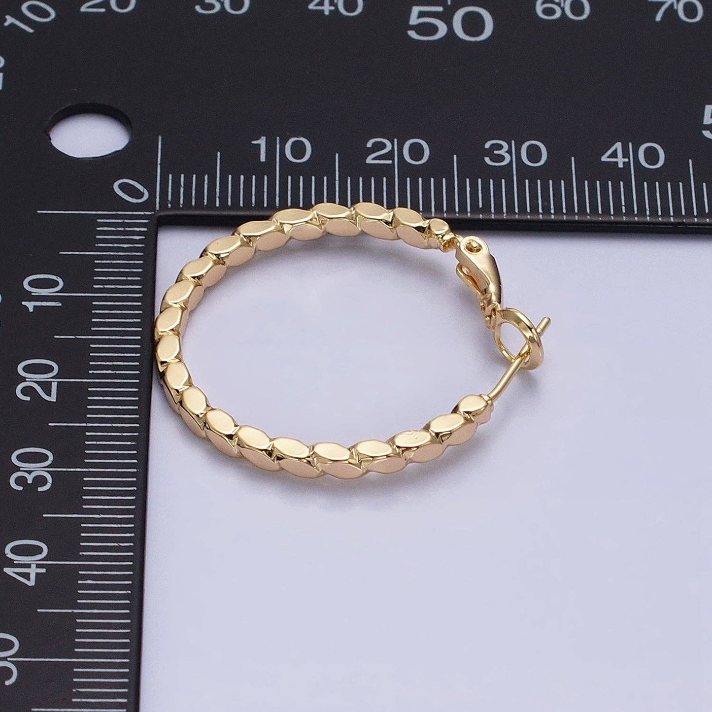 Aim Eternal - Gold Filled 30mm Geometric Oval Lined Hinge Hoop Earrings