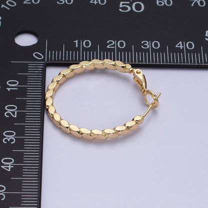 Aim Eternal - Gold Filled 30mm Geometric Oval Lined Hinge Hoop Earrings