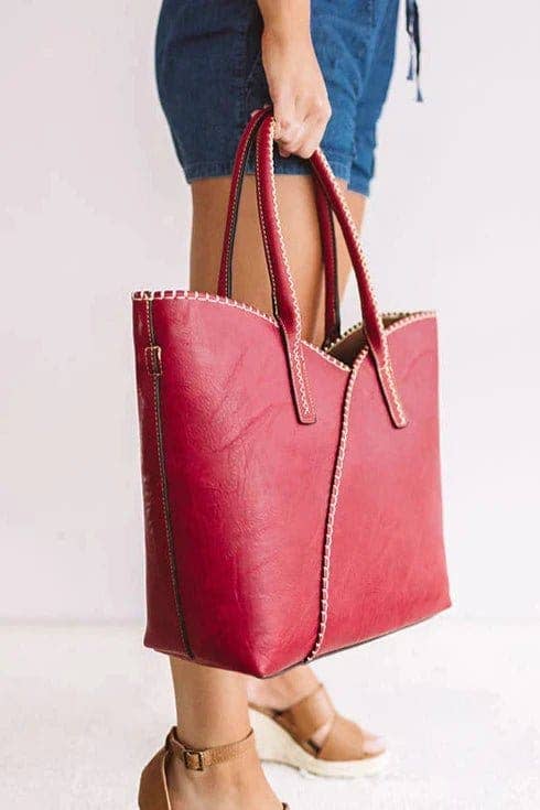 MiMi Wholesale - COL001-2 2-in-1 Stitch Trim Detail Shoulder/Tote Set Bag