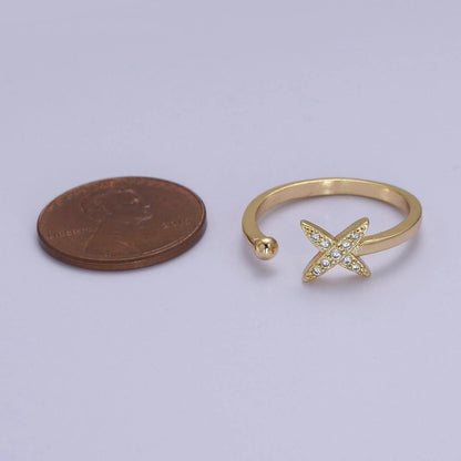 Aim Eternal - Dainty Star Ring - Minimalist Ring - Celestial Jewelry Stacking Rings Thin Gold Filled Band Ring Open Adjustable Jewelry S-518