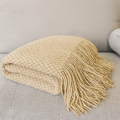 Fennco Styles - Knit Textured 50"x60" Throw Blanket with Fringe