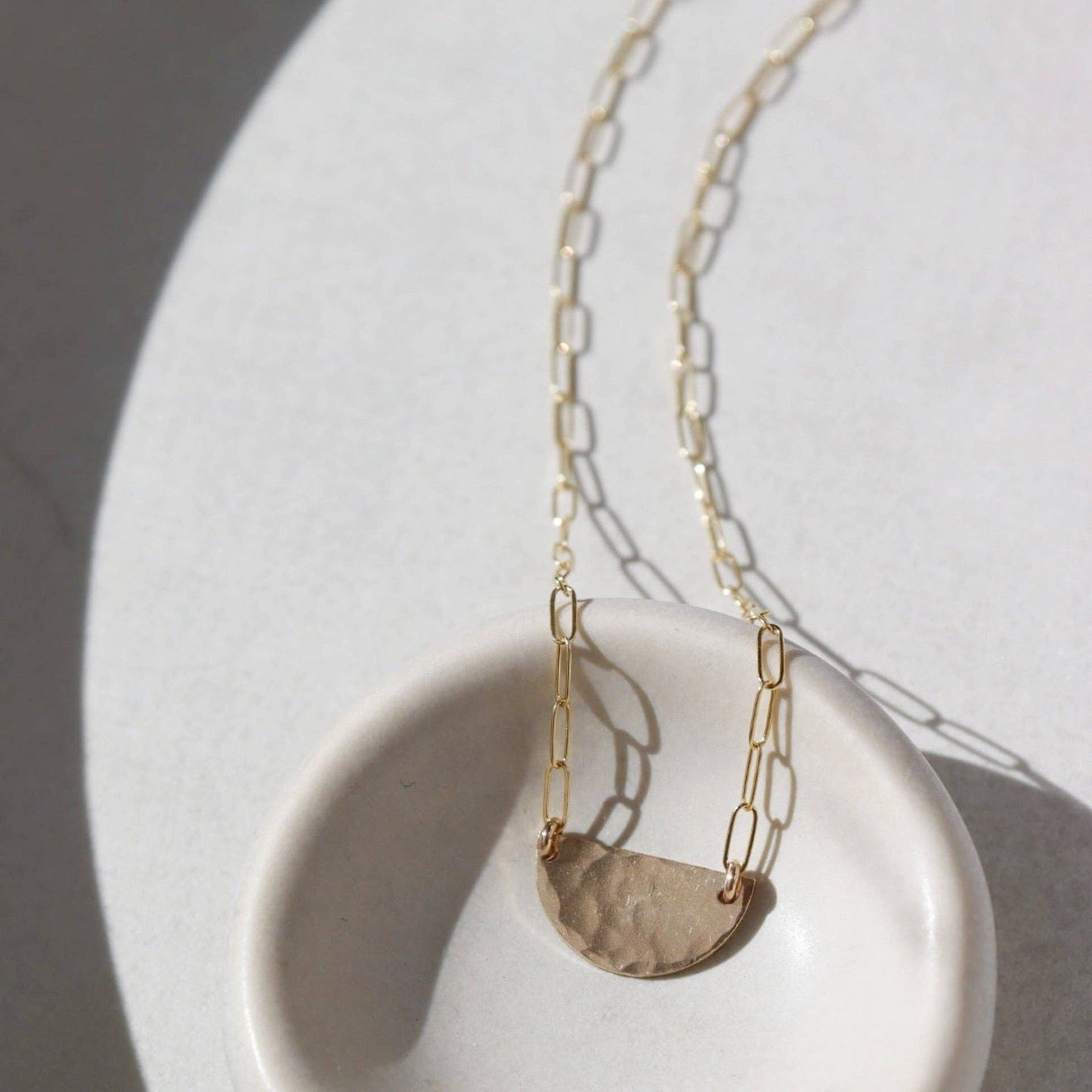 Token Jewelry - Half Moon Necklace in 14k Gold Fill or Sterling Silver 