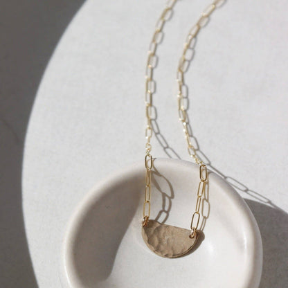 Token Jewelry - Half Moon Necklace in 14k Gold Fill or Sterling Silver 