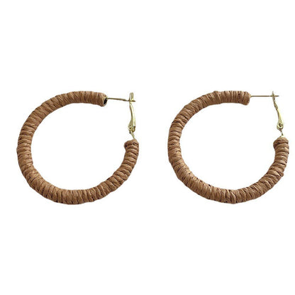 Dipped Shop - Vintage Cool Rattan Circle Hoop Earrings DPJE1719