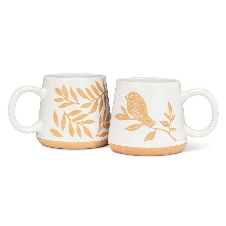 Abbott - Oversized Mug with Leaves-4"H(17oz)