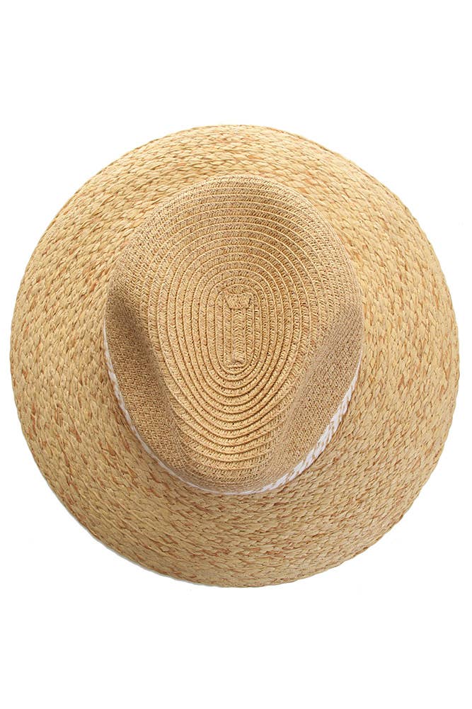 Hana - C.C Paper Straw Panama with Whip Stitches on Woven Trim
