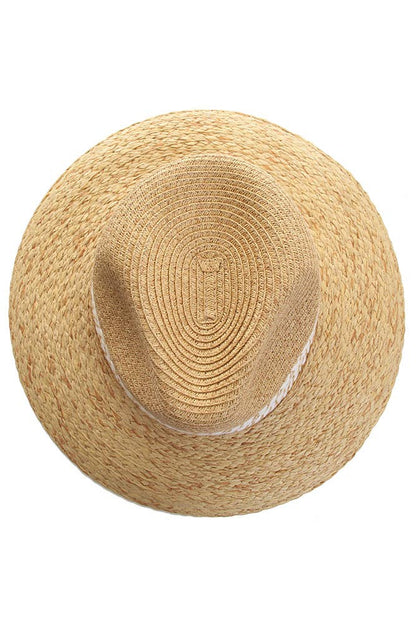 Hana - C.C Paper Straw Panama with Whip Stitches on Woven Trim