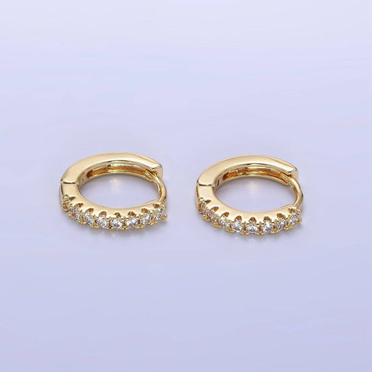 Aim Eternal - 14K Gold Filled 15mm Micro Paved Huggie Earrings | P079