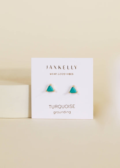 JaxKelly - Mini Energy Gem - Turquoise - Gold Earrings