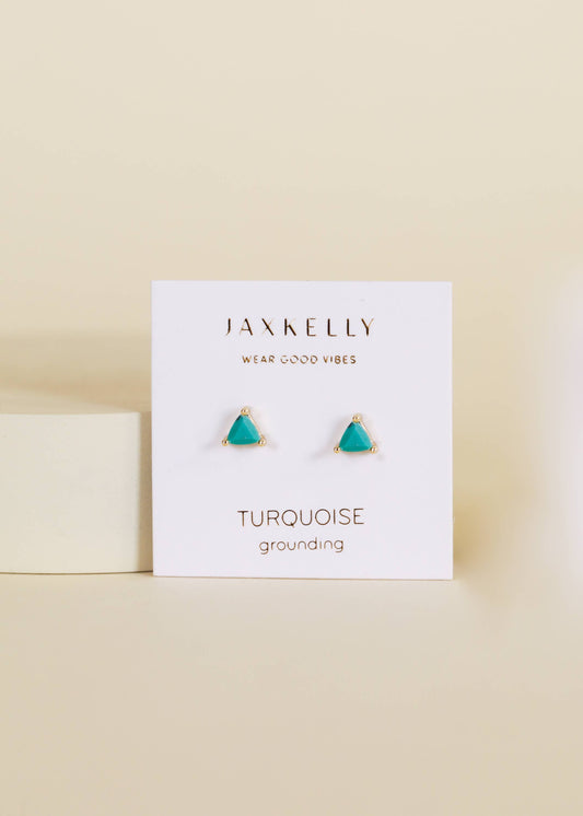JaxKelly - Mini Energy Gem - Turquoise - Gold Earrings