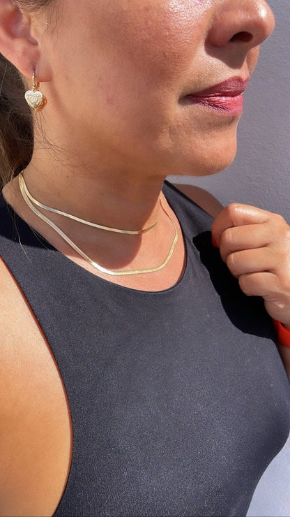 Milie Jewels - 18K Gold Filled Flexible 16"Herringbone 2mm and 2.5mm Chain
