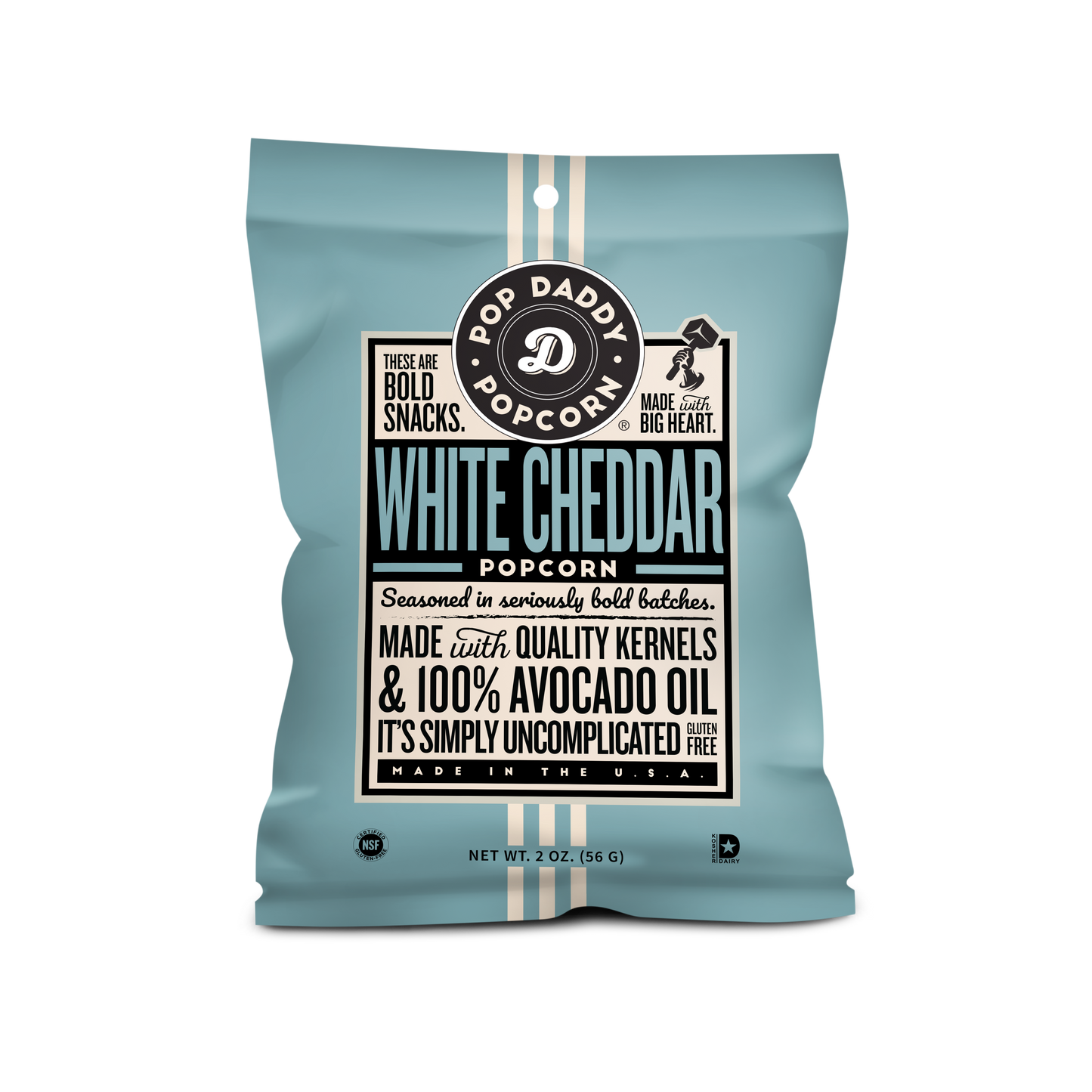 Pop Daddy Snacks - Flavored Popcorn - 2oz - Real White Cheddar