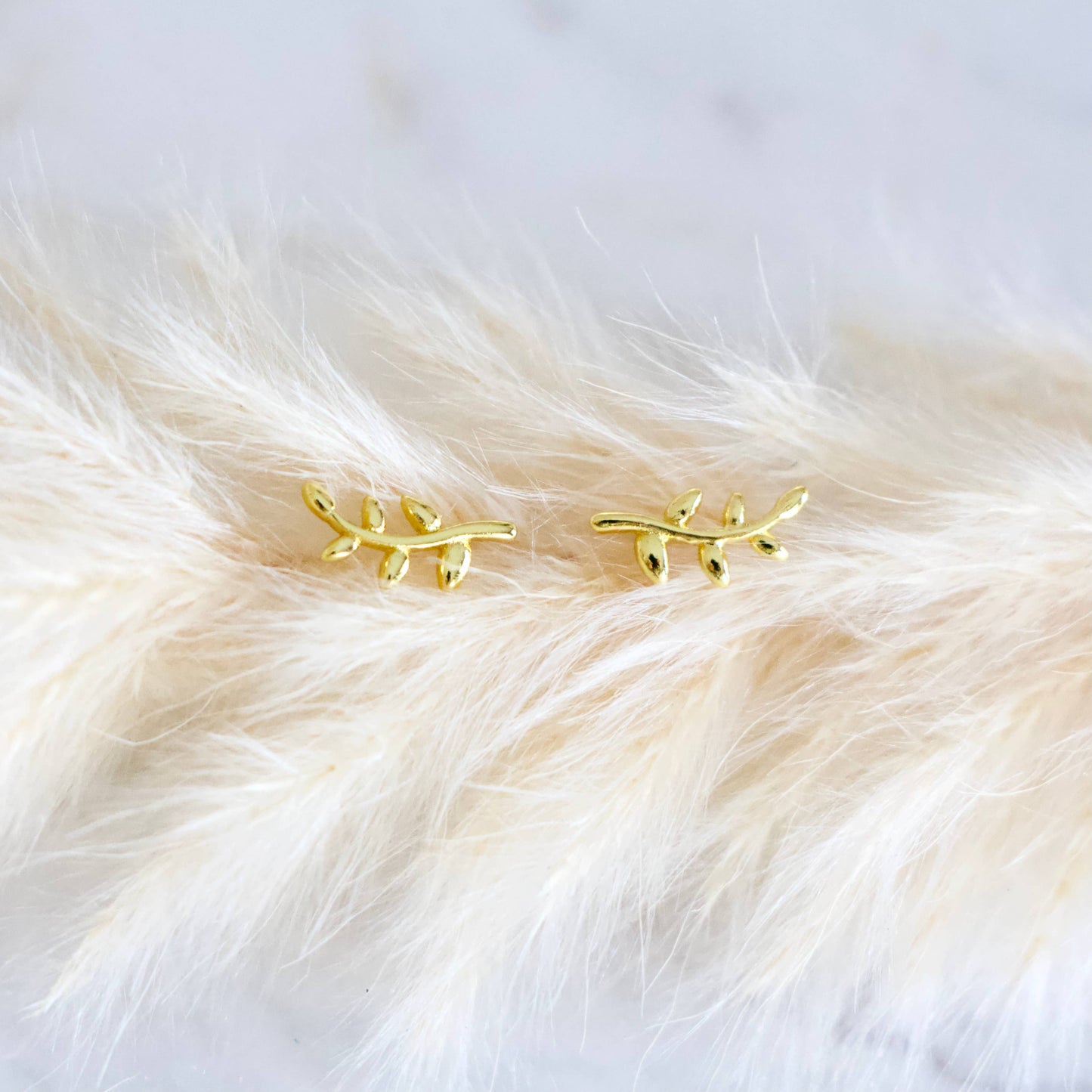 Mesa Blue - Dainty Olive Branch Earrings -Hypoallergenic, Sterling Silve