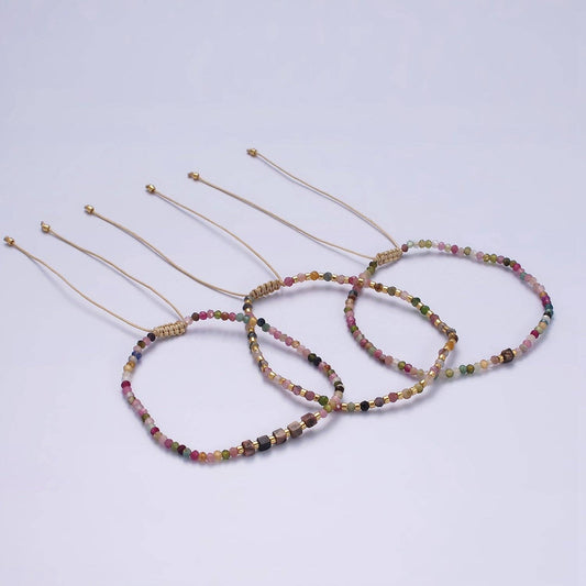 Aim Eternal - 14K Gold Filled Tourmaline Multifaceted Cream Rope Adjustabl