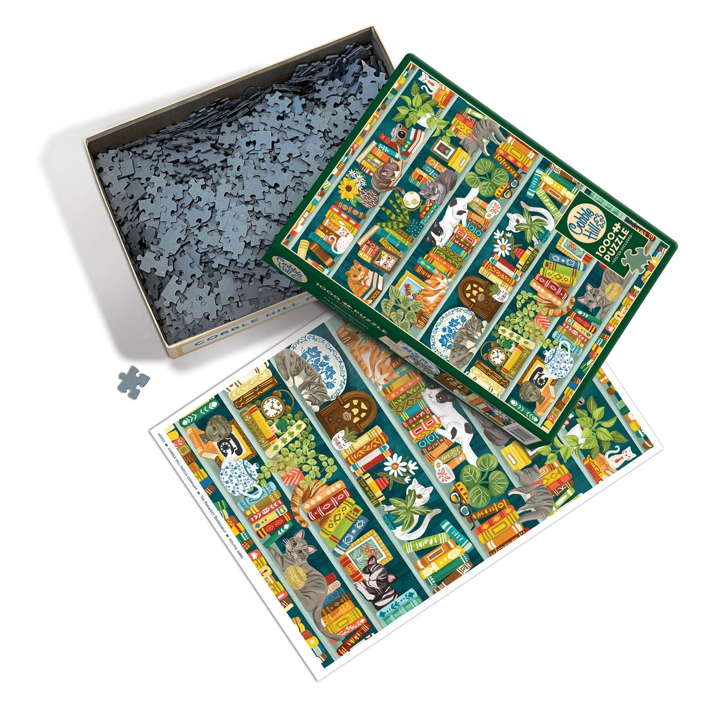 Outset Games and Cobble Hill Puzzles - The Purrfect Bookshelf 1000pc puzzle
