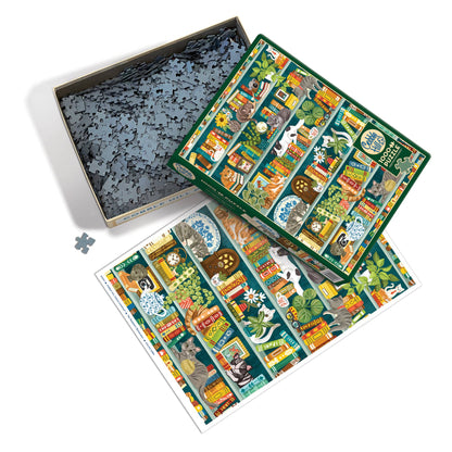 Outset Games and Cobble Hill Puzzles - The Purrfect Bookshelf 1000pc puzzle