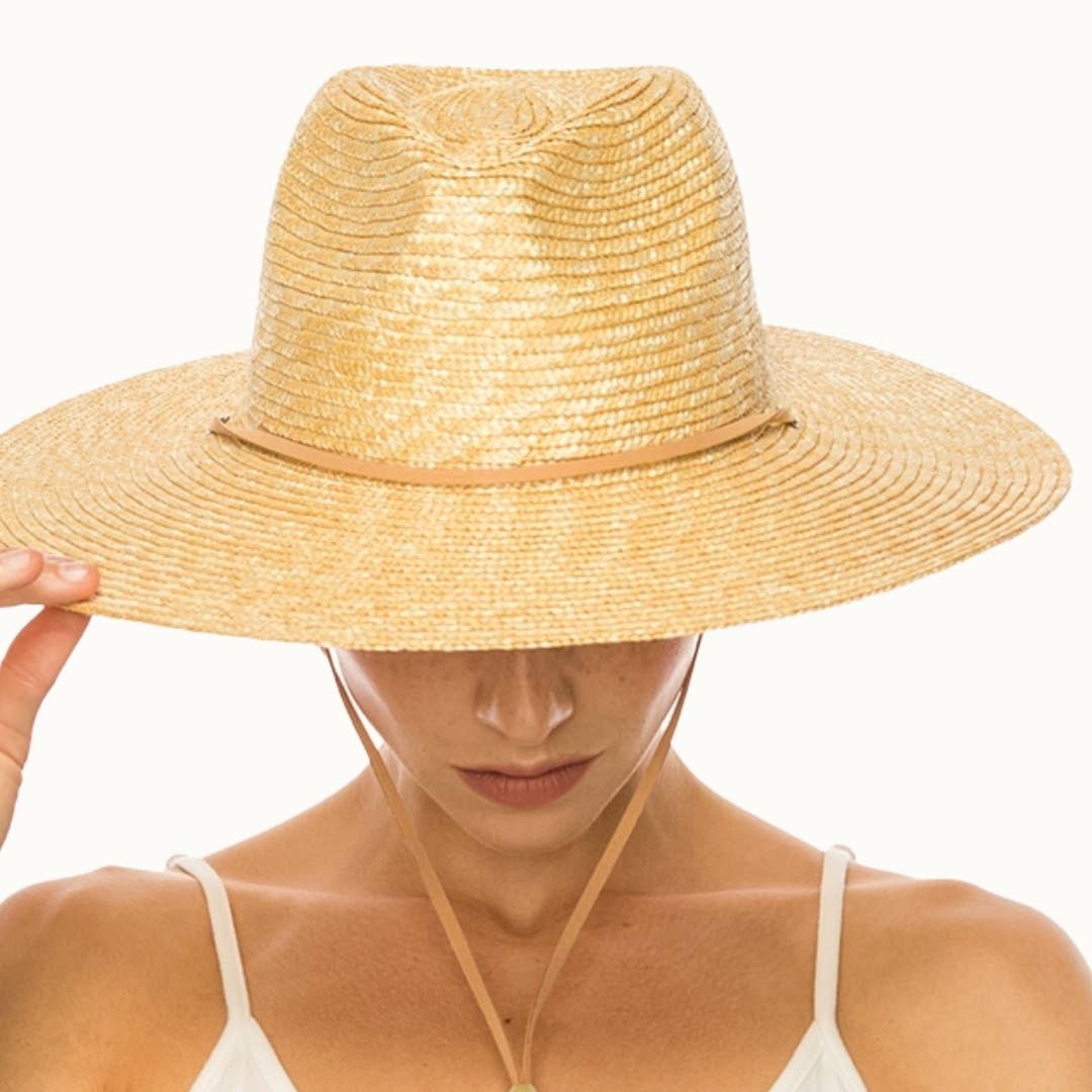 Olive & Pique - Structured Summer Straw Rancher Hat with Chin Cord