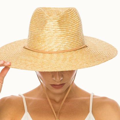 Olive & Pique - Structured Summer Straw Rancher Hat with Chin Cord