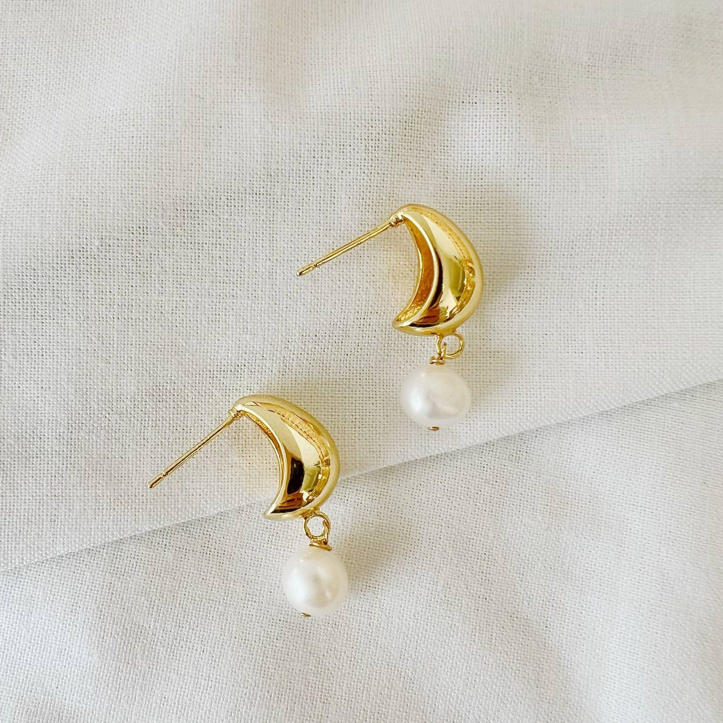 True by Kristy Jewelry - Kira Freshwater Pearl Dome Studs Earrings Gold Filled