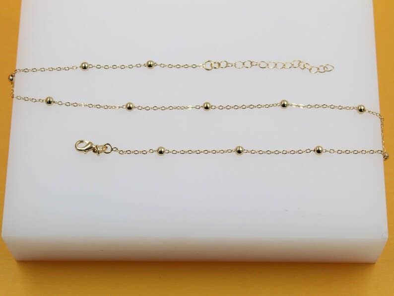 MIA Jewelry - 18K Gold Filled Beaded Cable Chain Necklace (F63)(I138A)