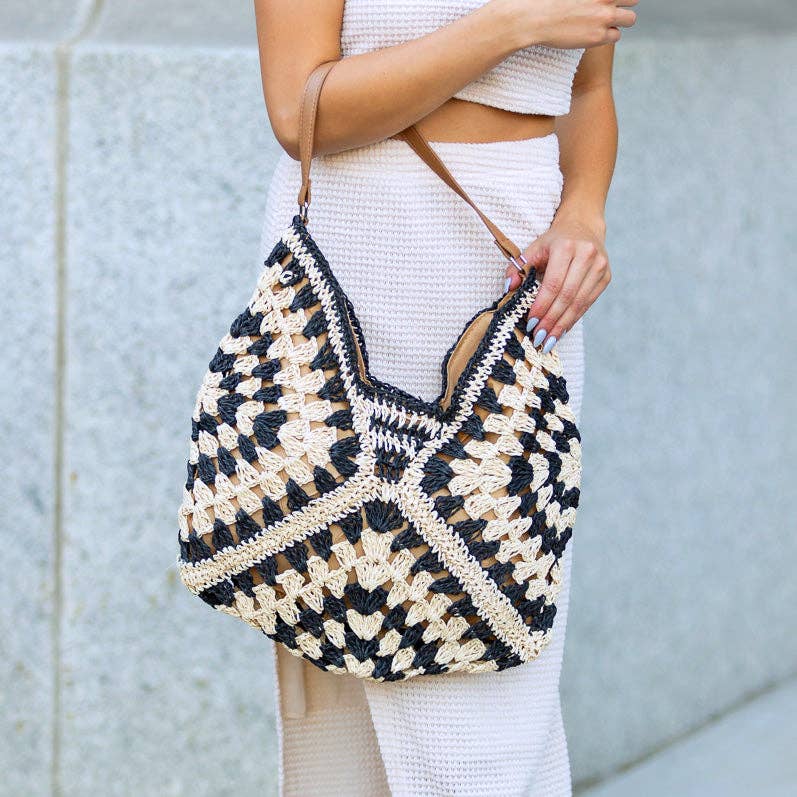 Aili's Corner - Dahlia Woven Straw Shoulder Bag