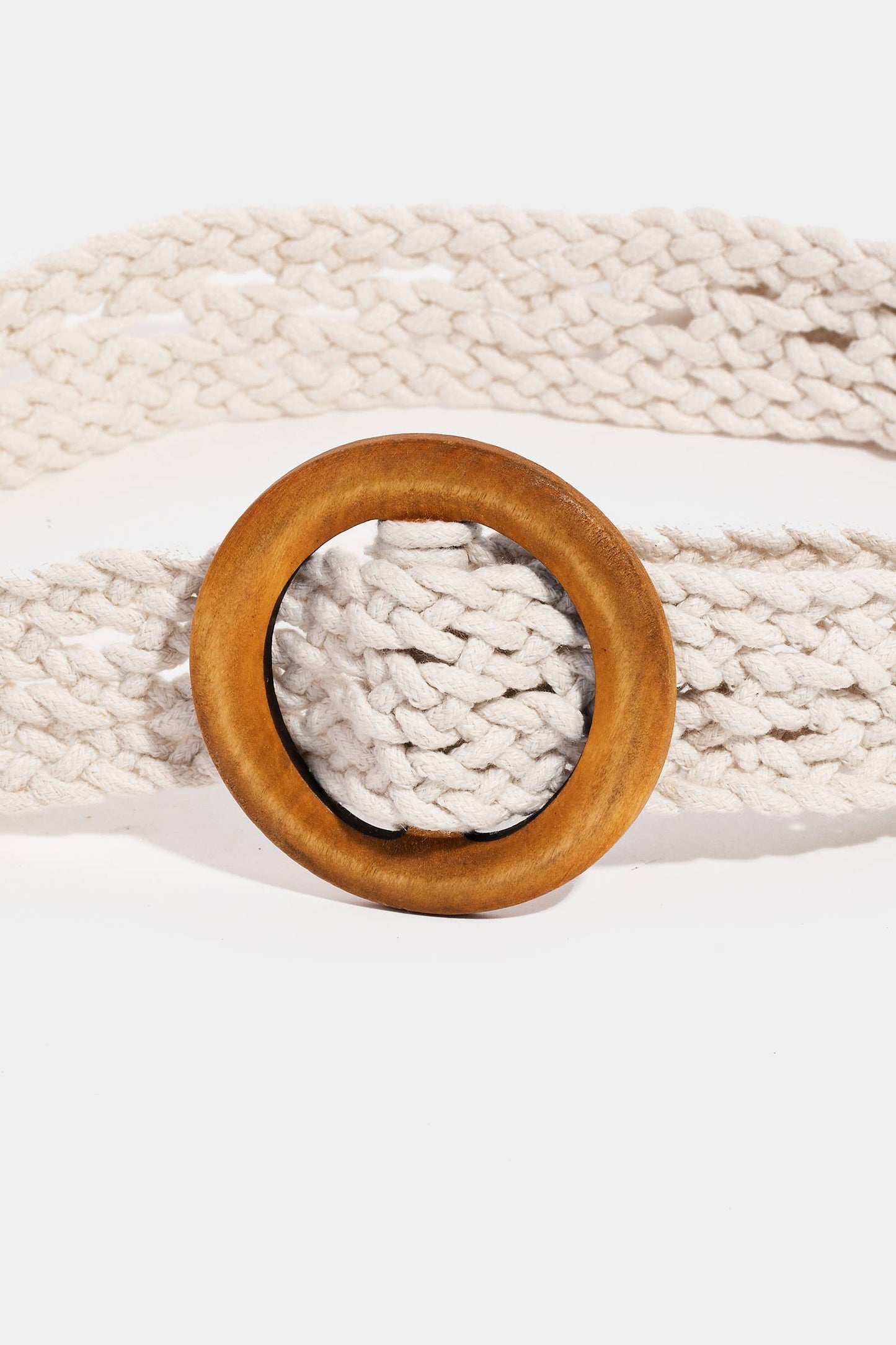 Collections by Fame Accessories - Round Wooden Buckle Braided Belt