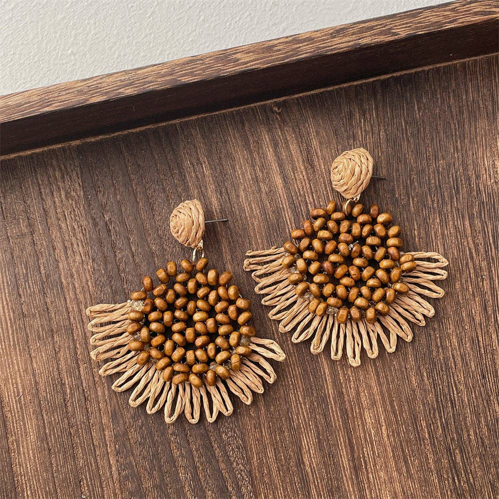 Dipped Shop - Vintage Handwoven Rattan Grass Earrings DP25D776