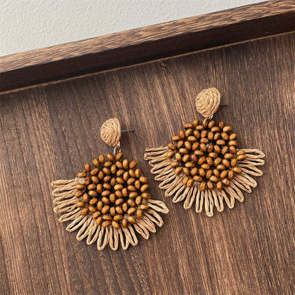 Dipped Shop - Vintage Handwoven Rattan Grass Earrings DP25D776