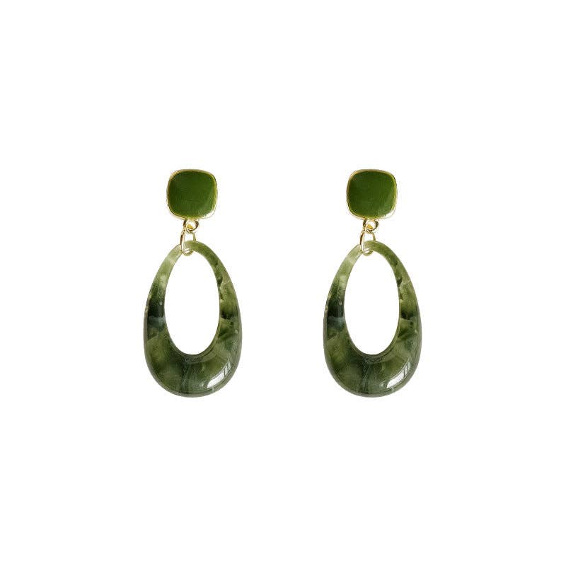 Dipped Shop - Green Geometric Resin Drop Dangle Earrings DP25E593