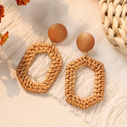 Dipped Shop - Bohemian Beach Vintage Woven Straw Earrings DP25D782