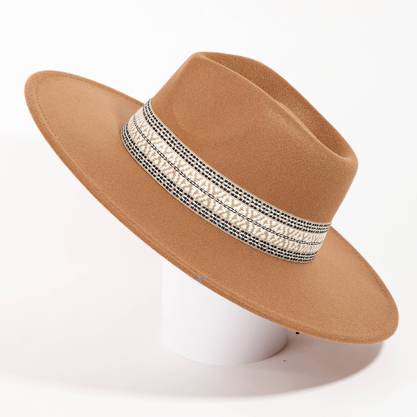 Collections by Fame Accessories - Flat Brim Boho Pattern Band Fedora Hat