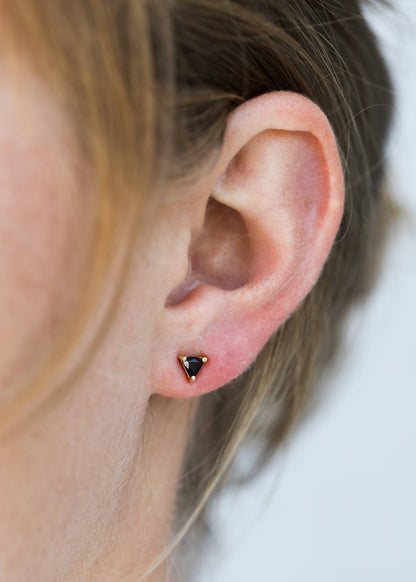 JaxKelly - Mini Energy Gem - Black Tourmaline - Gold Earrings