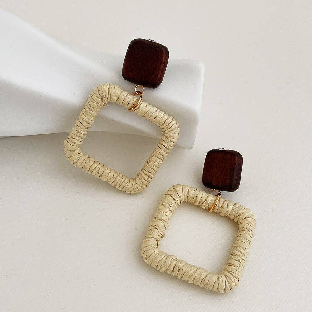 Dipped Shop - Vintage Elegant Wooden Rattan Earrings DPJE1721
