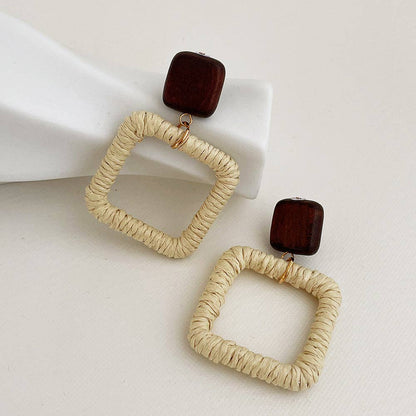 Dipped Shop - Vintage Elegant Wooden Rattan Earrings DPJE1721