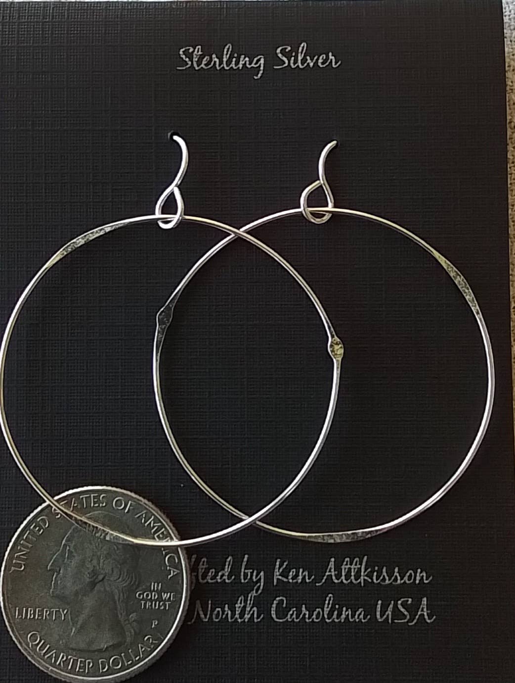 ER23 Ken’s handcrafted jewelry - Sterling Silver Earrings X-Large Circle