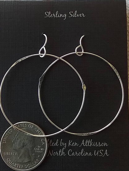 ER23 Ken’s handcrafted jewelry - Sterling Silver Earrings X-Large Circle