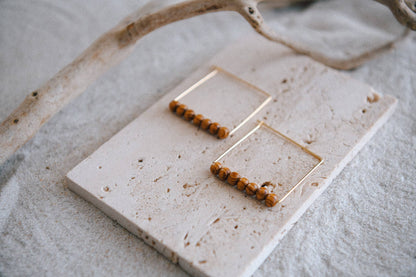 Cecelia Designs Jewelry - Gold Plated Beaded Square Hoop Earrings