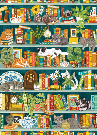 Outset Games and Cobble Hill Puzzles - The Purrfect Bookshelf 1000pc puzzle