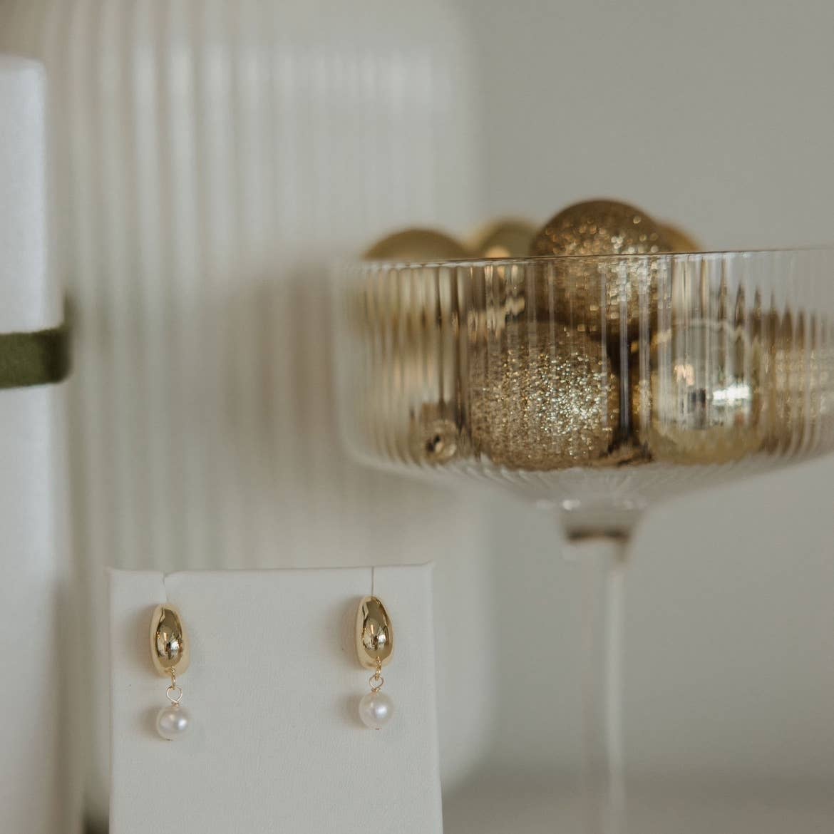 True by Kristy Jewelry - Kira Freshwater Pearl Dome Studs Earrings Gold Filled