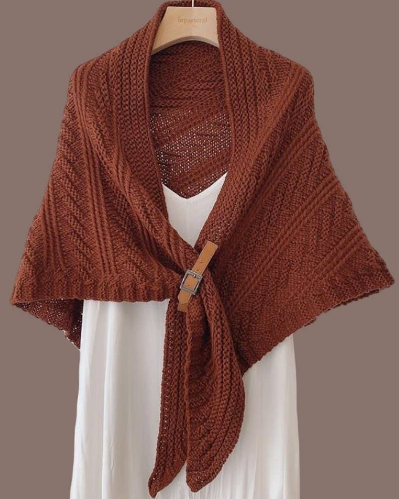 JC Sunny Fashion - JC63305 Hand Crafted Buckle Triangular Shawl