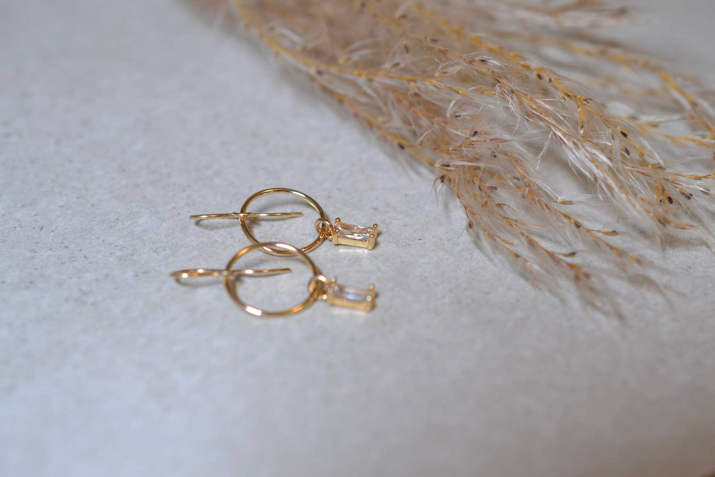 Sela+Sage - Baguette CZ, Rectangular Drops with Lightweight Circles