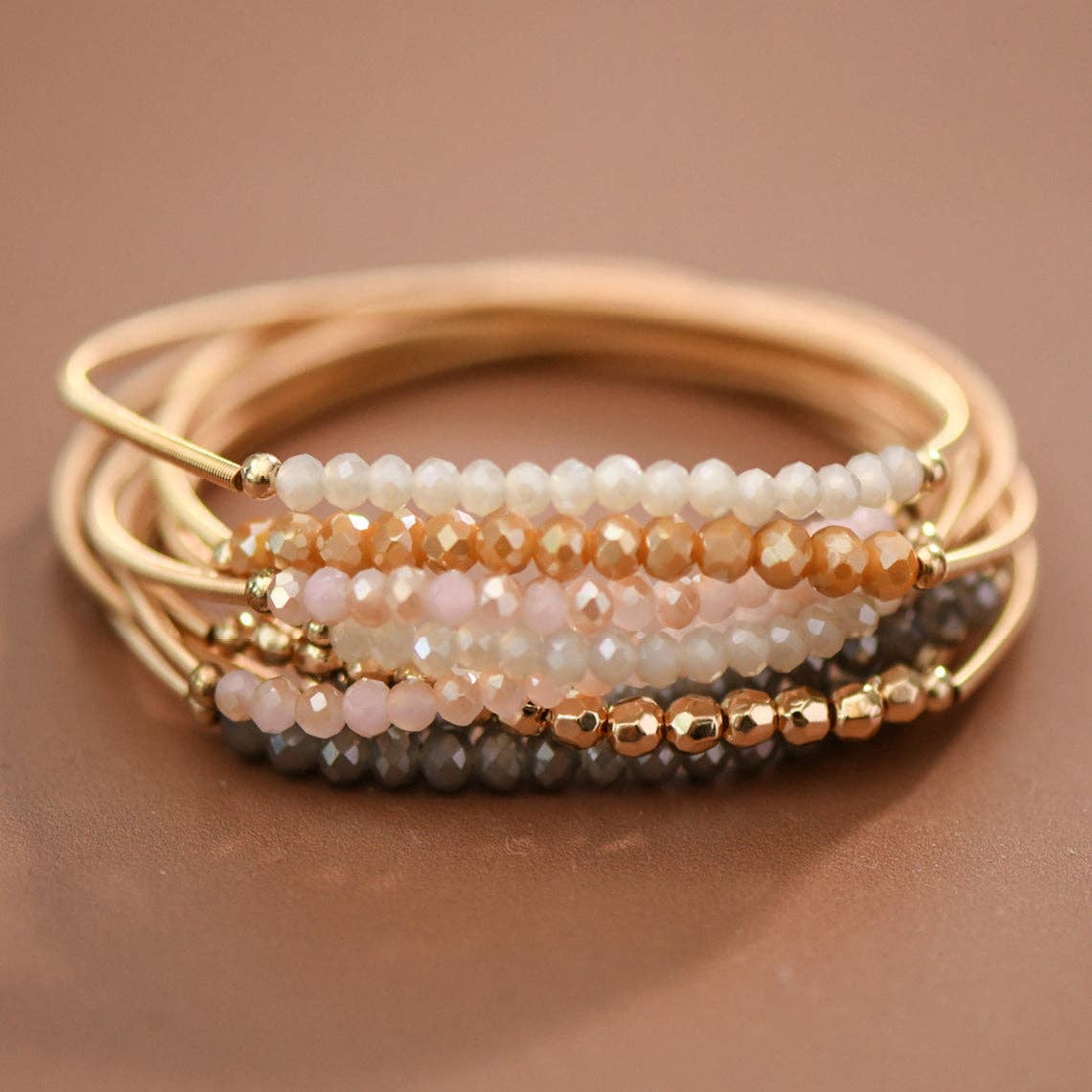 MA101 Mia Accessories - Boho Layered Spring Coil Guitar String Bracelet Set - 8096