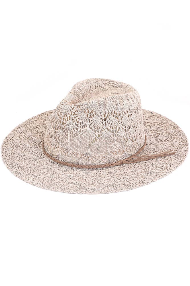 Hana - C.C Horseshoe Lace Knitting Summer Panama Hat